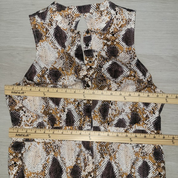 MAEVE  Snakeskin Print Maxi Dress Sleeveless Button Front Tiered Skirt High Neck - Picture 12 of 14